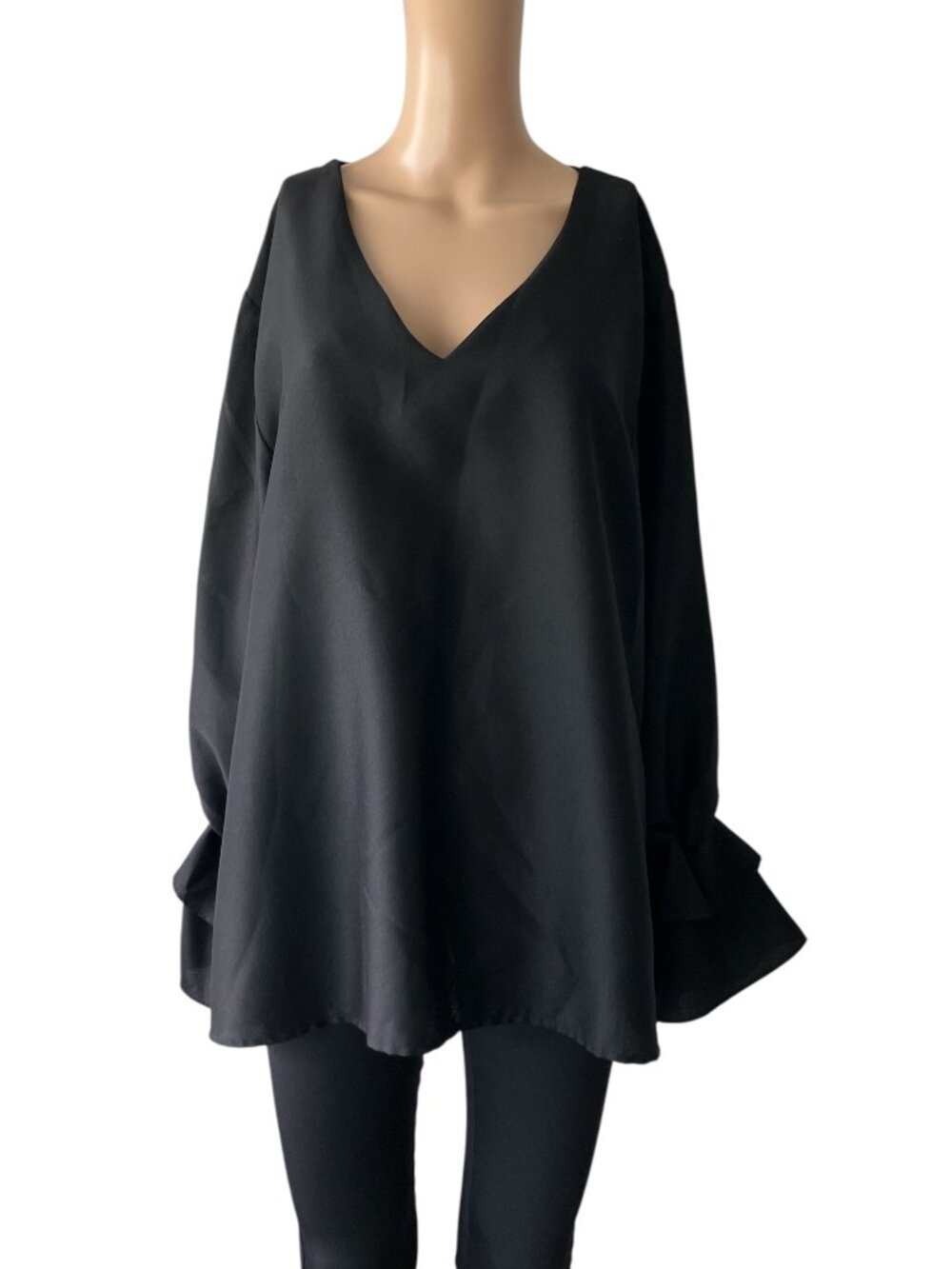 Pullover Black Bell Sleeve 3X Tunic Top